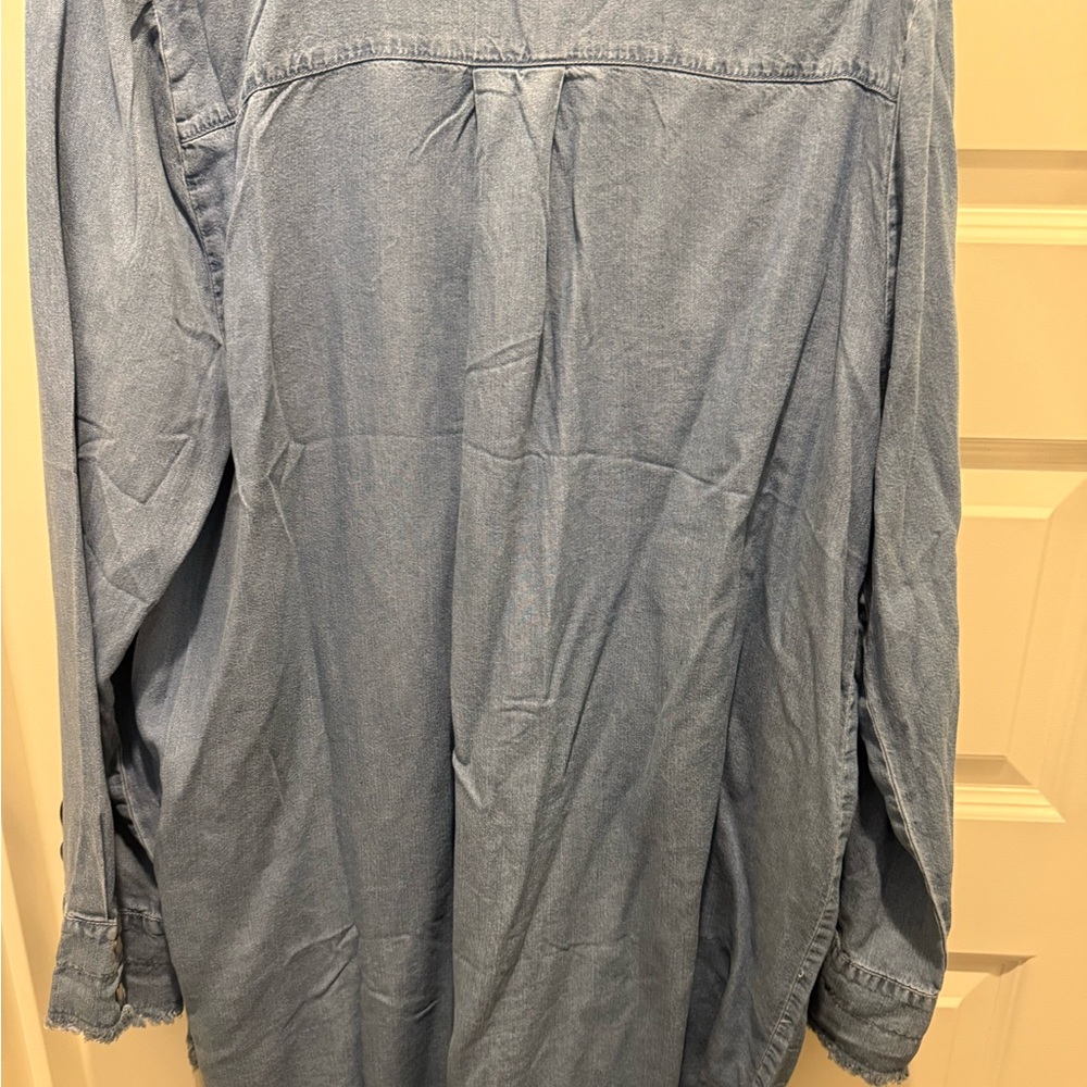 Zenana Outfitters Light Blue Denim Shirt - Picture 3 of 3